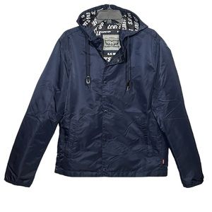 LEVI'S Mens Hooded Coaches Rain Jacket Water Resistant